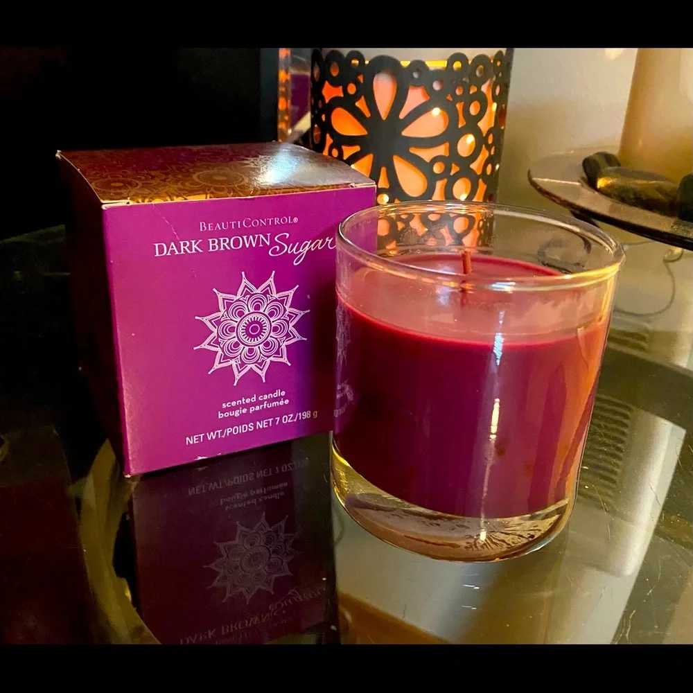 Beauticontrol Dark Brown Sugar Candle 7oz Rare Discontinued Fig Coconut Musk Jar
